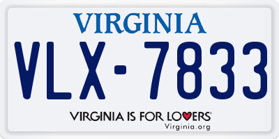 VA license plate VLX7833