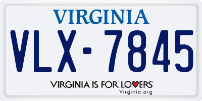 VA license plate VLX7845