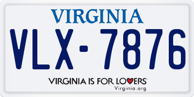VA license plate VLX7876