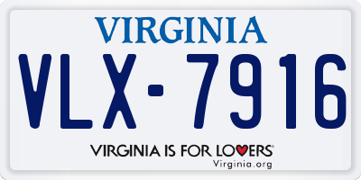 VA license plate VLX7916