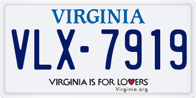 VA license plate VLX7919