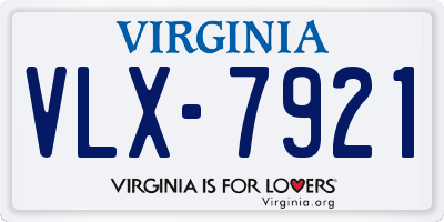 VA license plate VLX7921