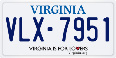 VA license plate VLX7951
