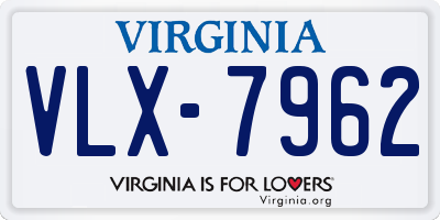 VA license plate VLX7962