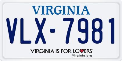 VA license plate VLX7981