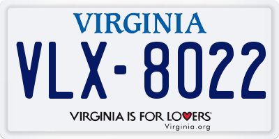 VA license plate VLX8022