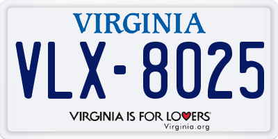 VA license plate VLX8025