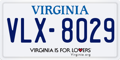 VA license plate VLX8029