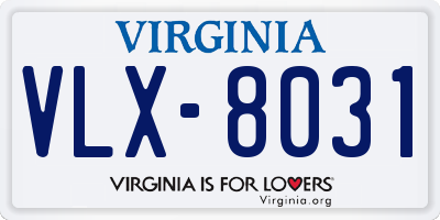 VA license plate VLX8031