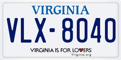 VA license plate VLX8040