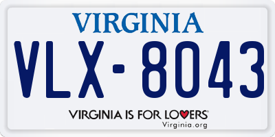 VA license plate VLX8043