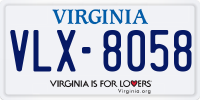 VA license plate VLX8058