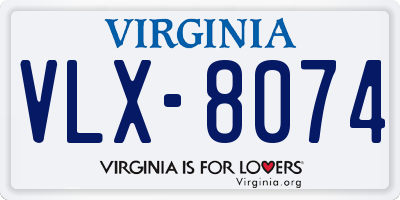 VA license plate VLX8074