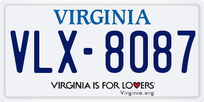 VA license plate VLX8087