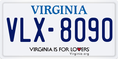VA license plate VLX8090