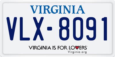 VA license plate VLX8091