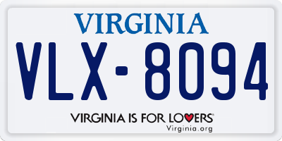 VA license plate VLX8094