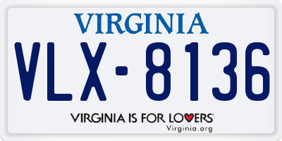 VA license plate VLX8136