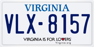VA license plate VLX8157