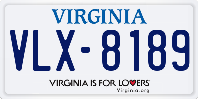 VA license plate VLX8189