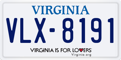 VA license plate VLX8191
