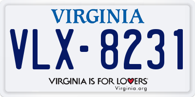 VA license plate VLX8231
