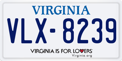 VA license plate VLX8239