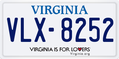 VA license plate VLX8252