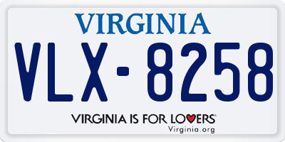 VA license plate VLX8258
