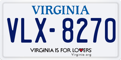 VA license plate VLX8270