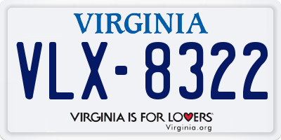 VA license plate VLX8322