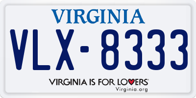 VA license plate VLX8333