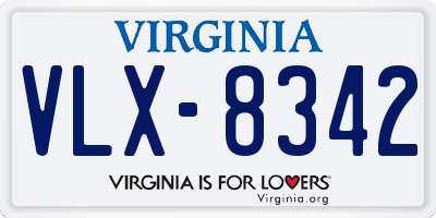VA license plate VLX8342