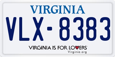 VA license plate VLX8383