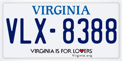 VA license plate VLX8388