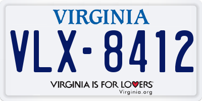 VA license plate VLX8412