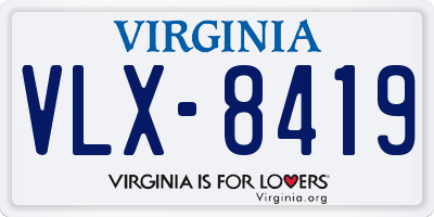 VA license plate VLX8419