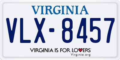 VA license plate VLX8457