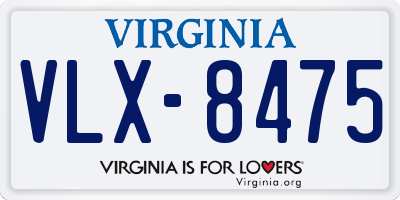 VA license plate VLX8475