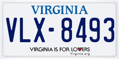 VA license plate VLX8493