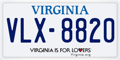 VA license plate VLX8820