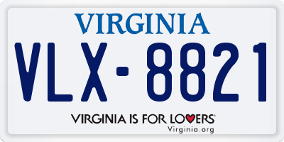 VA license plate VLX8821