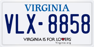 VA license plate VLX8858