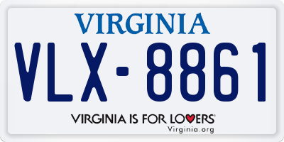 VA license plate VLX8861