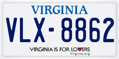 VA license plate VLX8862