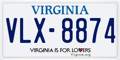 VA license plate VLX8874