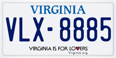 VA license plate VLX8885