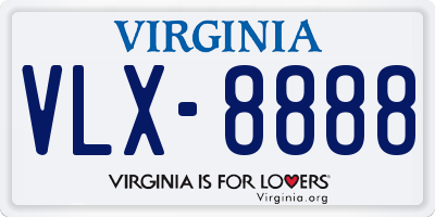VA license plate VLX8888