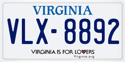VA license plate VLX8892