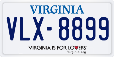 VA license plate VLX8899